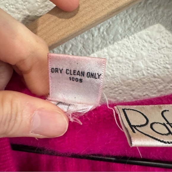 VTG Rafella Womens Medium Fushia Pink Rabit Hair Ribbed Cardigan Bright Cozy - Picture 4 of 8